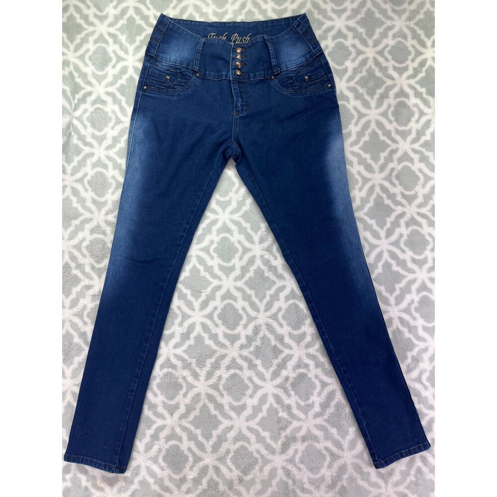 Women's Tush Push High Rise Light Blue Jeans Size 14 Stretch Tapered‎ Leg